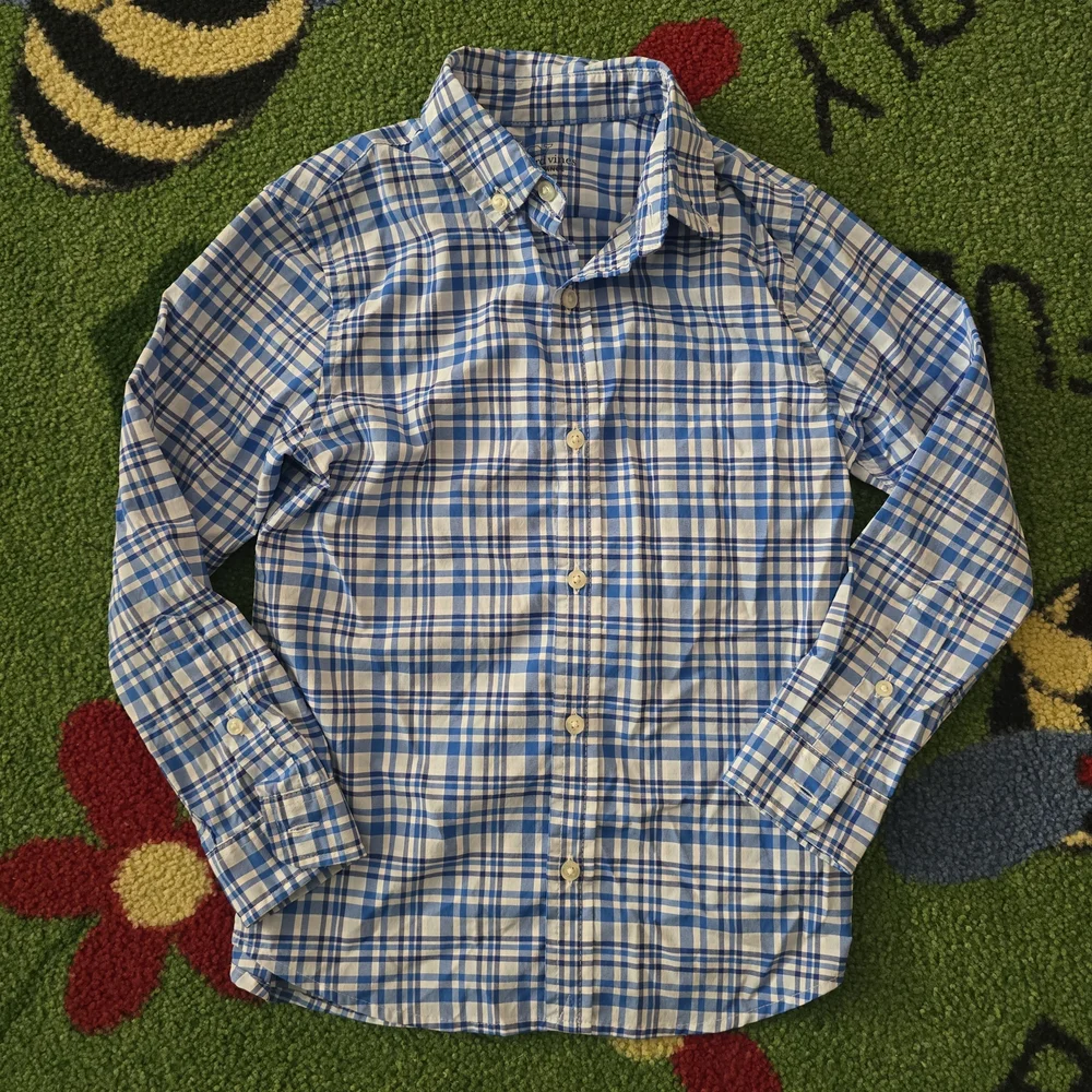 Vineyard Vines Kids Blue and White Plaid Button Down Shirt